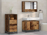 Bathroom Furniture Set with Door 3 pcs Old Wood Engineered Wood 3402444
