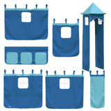 Bunk Bed without Mattress with Slide and Curtains Blue 90x190 cm Single 3284210