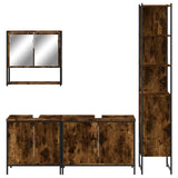 4 Piece Bathroom Furniture Set Smoked Oak Engineered Wood 3214692