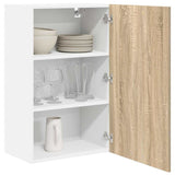 Hanging Cabinet with Door Sonoma Oak and White 50 x 31 x 80 cm 884268