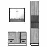 3 Piece Bathroom Furniture Set Grey Sonoma Engineered Wood 3301113