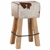 Bar Stool 2 pcs Brown and White 44 x 33 x 74 cm Real Leather 42042125
