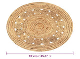 Area Rug Braided Design Jute 90 cm Round 245342