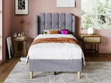 Upholstered Single with USB and Type-C Charging, Frame with Wooden Slatted Frame, Teenager N601P288477G