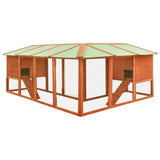 Outdoor Rabbit Hutch with Run Brown Solid Fir Wood 170872