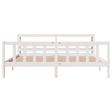 Bed Frame without Mattress White 200x200 cm Solid Wood Pine 3305770