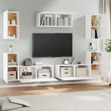 7 Piece TV Cabinet Set White Engineered Wood 3114302