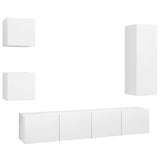 ZNTS 5 Piece TV Cabinet Set White Engineered Wood 3078696