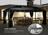 3 x 4m Hardtop Gazebo Canopy with Metal Roof, Aluminium Gazebo Permanent Pavilion with Netting and T3398P318777