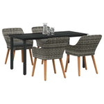 Garden Dining Set with Cushion 5 pcs Grey Poly Rattan 3261687
