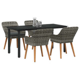 Garden Dining Set with Cushion 5 pcs Grey Poly Rattan 3261687