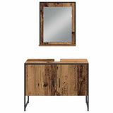 Bathroom Furniture Set with Door 3 pcs Brown 33 x 33 x 102.5 cm 3334374
