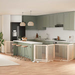 Dog Gate with Door Foldable 8 Panels 640 cm Poplar Wood 3155670