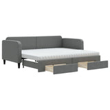Daybed with Trundle and Drawers Dark Grey 90x190 cm Fabric 3196892