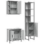 ZNTS 3 Piece Bathroom Cabinet Set Grey Sonoma Engineered Wood 3214743
