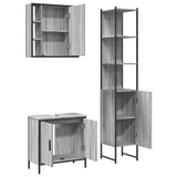 ZNTS 3 Piece Bathroom Cabinet Set Grey Sonoma Engineered Wood 3214743