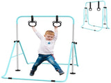 Adjustable Height, Foldable Kids Gymnastics Bar w/ Non-slip Rubber Floor Rings, for 3 Years, Green T3398P378984