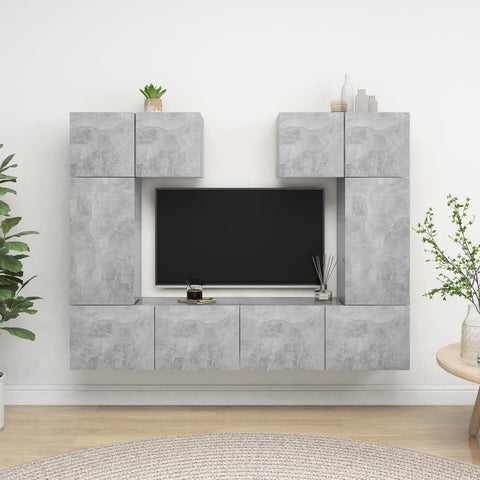 6 Piece TV Cabinet Set Concrete Grey Engineered Wood 3079118