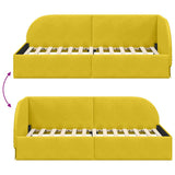 Corner Bed Frame with Headboard Yellow 90 cm x 200 cm Velvet 42016652