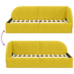 Corner Bed Frame with Headboard Yellow 100 x 200 cm Velvet 42016662