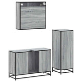 3 Piece Bathroom Furniture Set Grey Sonoma Engineered Wood 3301013