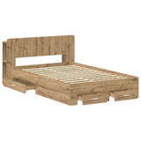 Bed Frame with Storage Artisan Oak 120 x 190 cm Engineered Wood 3433733