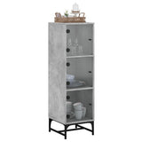 Highboard with Glass Doors Concrete Grey 35x37x120 cm 836563