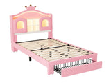 LED Velvet Crown Bed Frame with Multifunctional Storage Headboard, Package 1, Pink N652P466225P