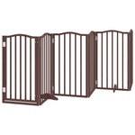 Dog Gate with Door Foldable 12 Panels Brown 600 cm Poplar Wood 3155607