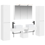 Bathroom Furniture Set 6 pcs White Engineered Wood and Glass 3407191
