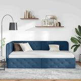 Corner Bed Frame with Headboard Blue 90 x 200 cm Fabric 42016502