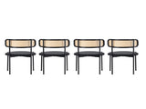 Velvet dining chair, set of 4, modern, simple chair with four metal support legs, rattan N606P389324S