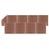 WPC Fence Set 8 Square + 1 Slanted 1484x186 cm Brown 3053222