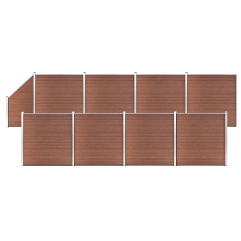 WPC Fence Set 8 Square + 1 Slanted 1484x186 cm Brown 3053222