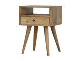 Solid Wood Mini Oak-ish Bedside, 1 Drawer and Open Slot, Brown B2743P402923