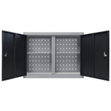 145365 Wall Mounted Tool Cabinet Industrial Style Metal Grey and Black