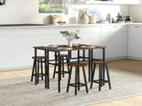 6-Piece Bar Table Set, 2 Breakfast Tables with 4 Stools, Counter Height Dining Tables & Chairs for T3398P344418
