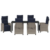 Garden Dining Set with Cushion 7 pcs Grey Poly Rattan 3380475