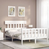 Bed Frame without Mattress White Small Double Solid Wood Pine 3193307