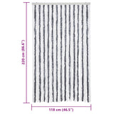 Insect Curtain Grey and White 118x220 cm Chenille 315125