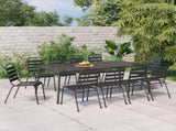 Garden Dining Set Anthracite Powder-Coated Steel Large Stackable 3187996