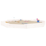 Sandbox with Seats White Octagon Solid Wood Pine 825024