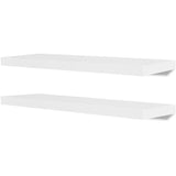 2 White MDF Floating Wall Display Shelves Book/DVD Storage 242184