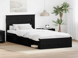 Bed Frame with Headboard Black 100 x 200 cm Solid Pine Wood 3409792