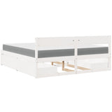 Bed with Drawers and Mattress White 200x200 cm Solid Wood Pine 3281887