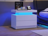 Nightstand LED Bedside Table Cabinet Lights Modern End Side with 2 Drawers for Bedroom T3272P287610