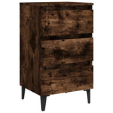 Bed Cabinet with Metal Legs Smoked Oak 40x35x69 cm 813140