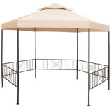 Garden Marquee Gazebo Pavilion Tent Hexagonal Beige 323x265 cm 43165