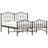 Metal Bed Frame without Mattress with Footboard Black 140x200cm 373808