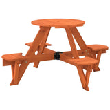 Picnic Table for 4 Kids with Umbrella Hole Round Solid Wood Fir 4008988
